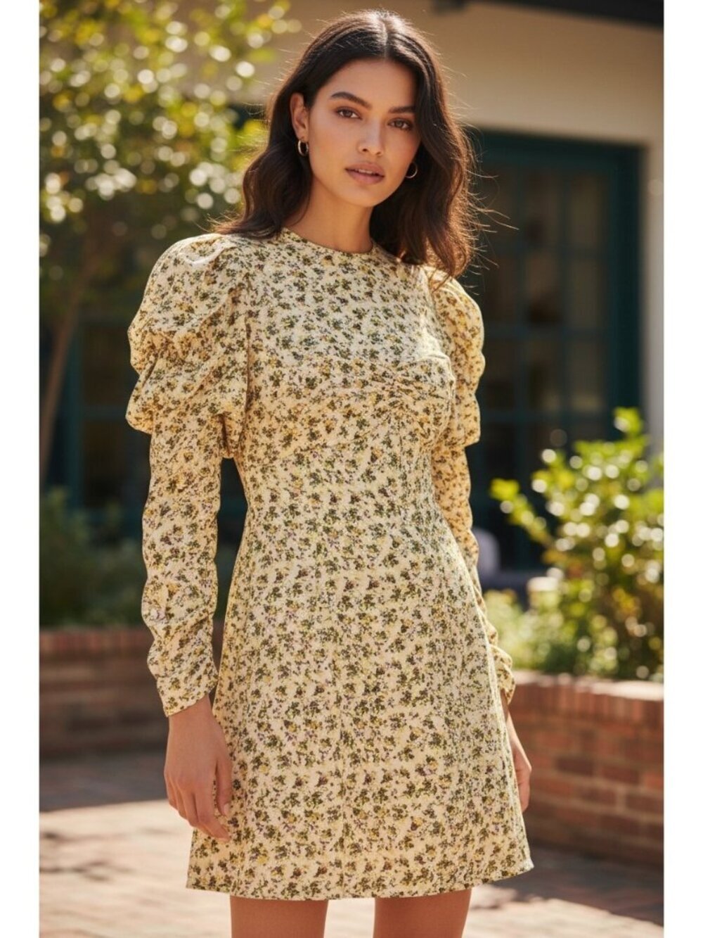 Zadig & Voltaire Mini Dress XS Yellow Floral Cotton Spring Ruffle Garden Party